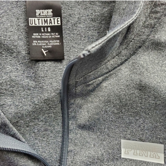 PINK Gray Ultimate Quarterzip Long Sleeve Top. NWOT! - Picture 3 of 3